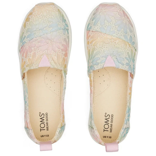 Toms Toms Εφηβικές Ανατομικές Εσπαντρίγιες για Κορίτσια με Λουλούδια Εσπαντρίγιες Κορίτσι / Espadrilles Girl 10020627_Youth_Alpargata_ParfaitPinkOmbreFloralLace_T