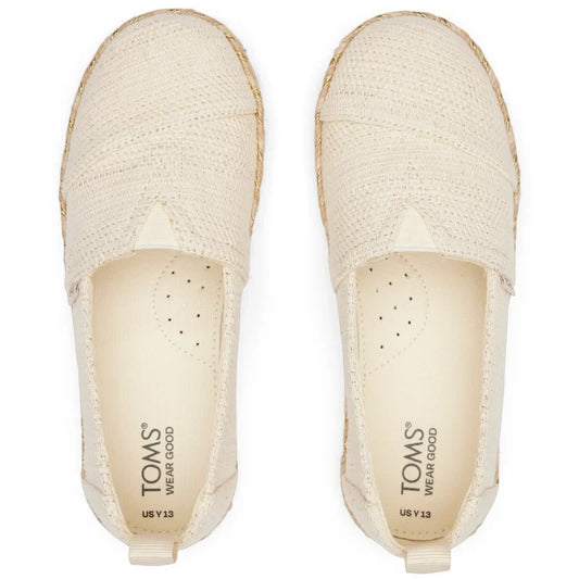 Toms Toms Εφηβικές Ανατομικές Εσπαντρίγιες για Κορίτσια Μπεζ Εσπαντρίγιες Κορίτσι / Espadrilles Girl 10020634_Youth_Alpargata_RopeNaturalUndyedMetallicLinenStripe_T