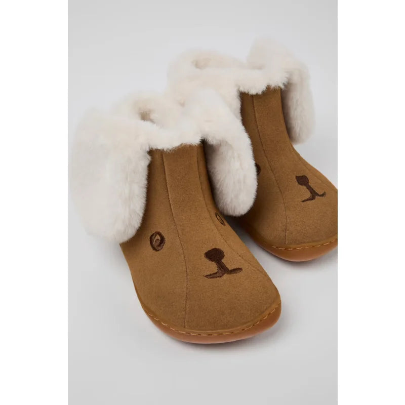 Camper Camper Καφέ Παιδικά Μποτάκια από Νουμπούκ και Ύφασμα Μποτάκι Κορίτσι / Boots Girl K900367-001_DF