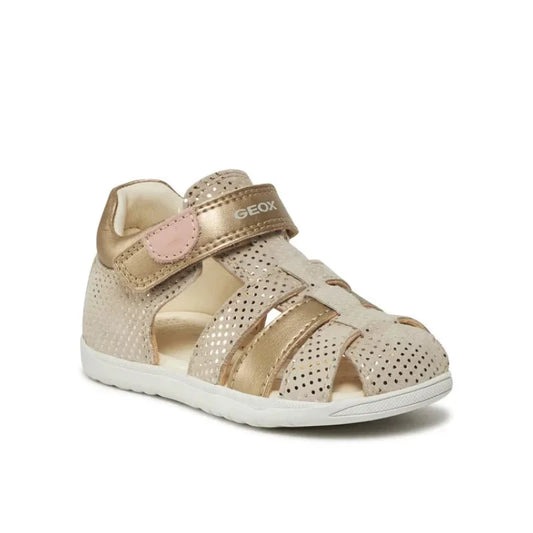 Geox Geox b macchia Παιδικά Ανατομικά Δερμάτινα Παπουτσοπέδιλα για Κορίτσια Μπεζ Χρυσό Πέδιλο Κορίτσι / Sandals Girl geox-sandalia-b-sandal-macchia-gir-b254wb-007nf-c0871-mpez-0000303260040