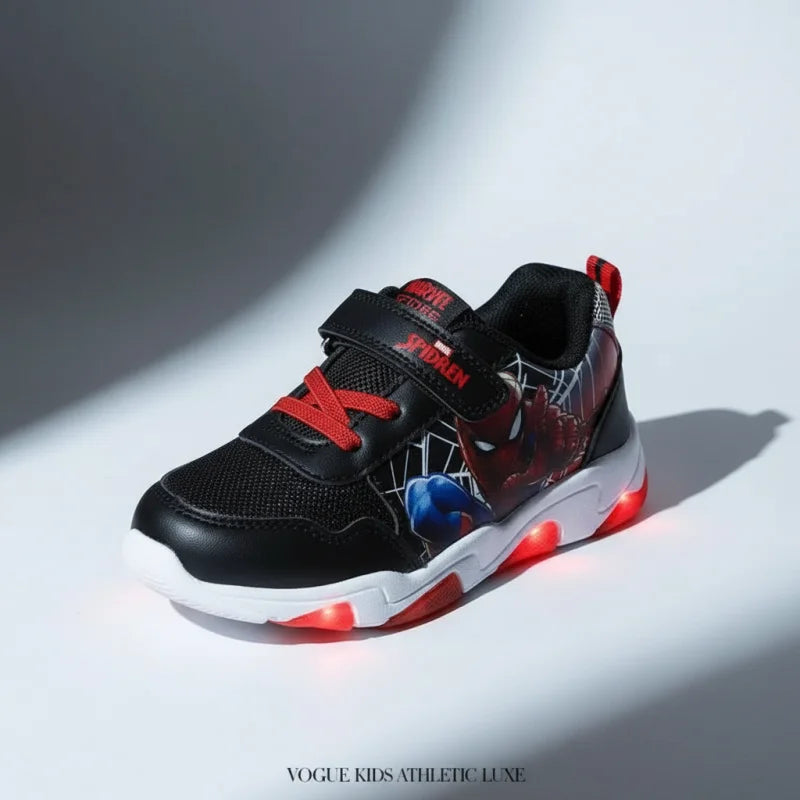 Leomil Spiderman Παιδικά Ανατομικά Sneakers με Φωτάκια για Αγόρια Μαύρα Παπούτσι Αγόρι Φωτάκια / Shoes with Lights Boy spiderman-sneakers-vogue-editorial
