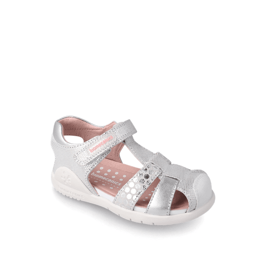 Biomecanics Biomecanics Δερμάτινα Παπουτσοπέδιλα για κορίτσια Ανατομικά Ασημί Πέδιλο Κορίτσι / Sandals Girl Biomecanics-SS23-232244-Silver-Poline-_-_-639