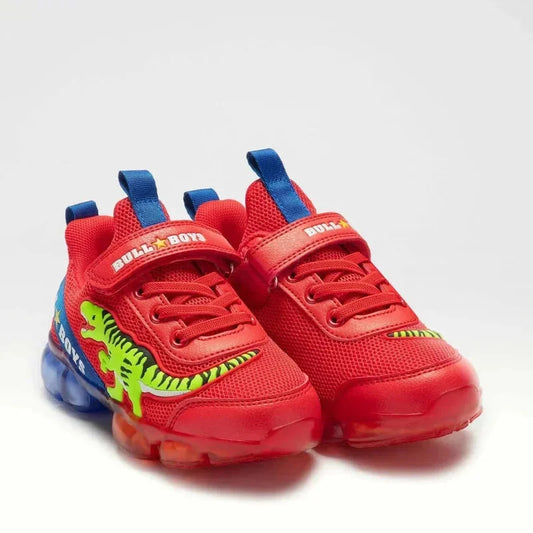 Bull Boys Bull Boys Παιδικά Ανατομικά Sneakers με Δεινόσαυρους και Φωτάκια Κόκκινα Παπούτσι Αγόρι Φωτάκια / Shoes with Lights Boy Bull-Boys-AW22-BB2130-AD01-Red-Poline-_-_-769