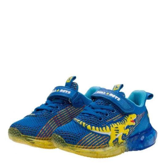 Bull Boys Bull Boys Παιδικά Ανατομικά Sneakers για Αγόρι με Δεινόσαυρους και Φωτάκια Γαλάζιο Παπούτσι Αγόρι Φωτάκια / Shoes with Lights Boy Bull-Boys-SS22-BB2103-Royal-Poline-_-_-916