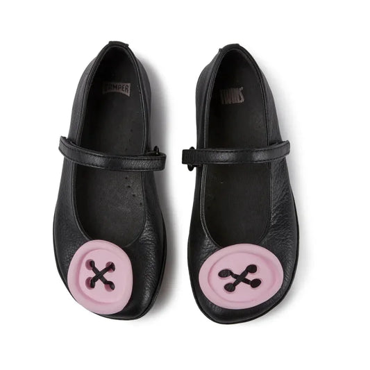 Camper Camper Δερμάτινες Παιδικές Ανατομικές Soft Μπαλαρίνες για Κορίτσια Μαύρες Μπαρέτα/ Ballerina / Flat Shoes Girl Camper-AW22-K800464-001-Black-Poline-_-_-309