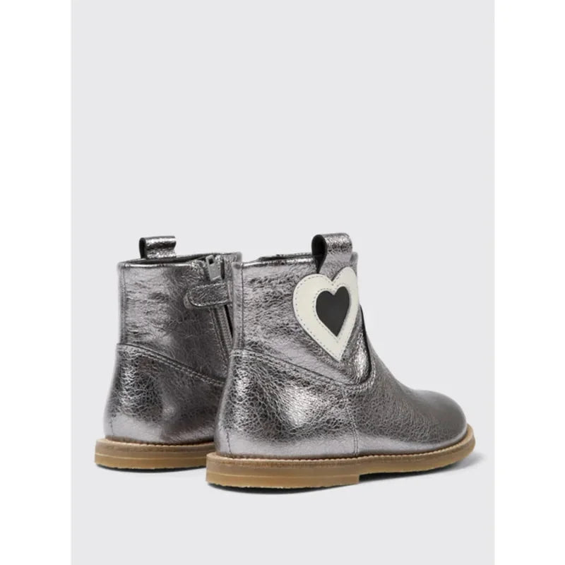 Camper Camper Δερμάτινα Παιδικά Μποτάκια με Φερμουάρ για Κορίτσια Ασημί Μποτάκι Κορίτσι / Boots Girl Camper-AW23-K900272-004-Silver-Poline-_-_-856