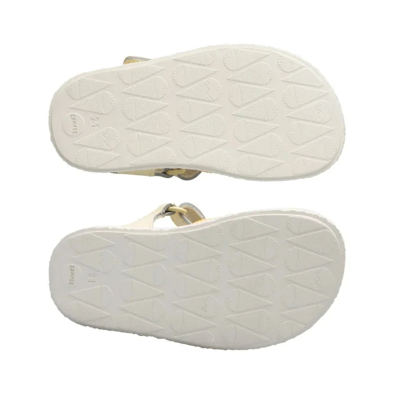Camper Camper Παιδικά Πέδιλα Twins Δερμάτινα Ανατομικά για Κορίτσια Κίτρινα Πέδιλο Κορίτσι / Sandals Girl Camper-K800444-002-Beige-Yellow-Poline-_-_-685