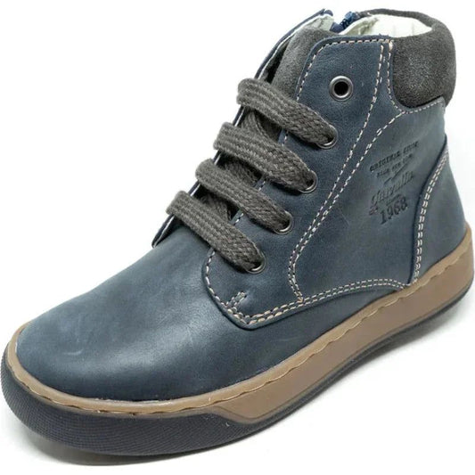 Garvalin Garvalin Παιδικό Δερμάτινο Μποτάκι με Φερμουάρ και Κορδόνια για Αγόρι Μπλε Μποτάκι Αγόρι / Boots Boys Garvalin-201451-Blue-Poline-_-_-926