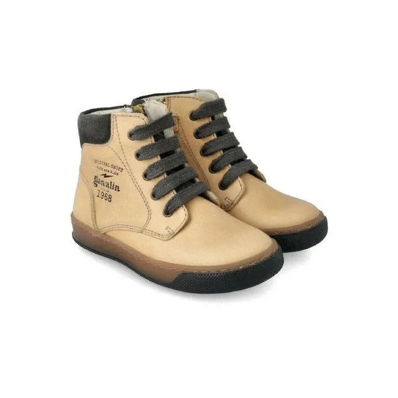 Garvalin Garvalin Παιδικό Δερμάτινο Μποτάκι με Φερμουάρ και Κορδόνια για Αγόρι Ταμπά Μποτάκι Αγόρι / Boots Boys Garvalin-201451-Brown-Poline-_-_-213