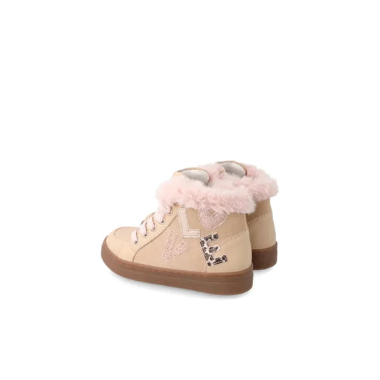 Garvalin Garvalin Ανατομικά Δερμάτινα Παιδικά Μποτάκια με Κορδόνια και Φερμουάρ για Κορίτσια Ροζ Μποτάκι Κορίτσι / Boots Girl Garvalin-AW23-221540-Beige-Poline-_-_-854