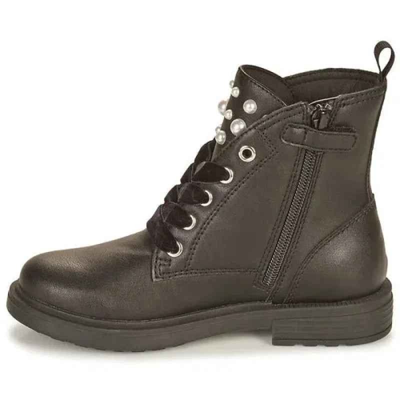 Geox Geox Παιδικές Ανατομικές Μπότες με Κορδόνι και Φερμουάρ για Κορίτσια Μαύρες Μποτάκι Κορίτσι / Boots Girl Geox-AW22-J169QI-000BC-C9999-Black-Poline-_-_-590