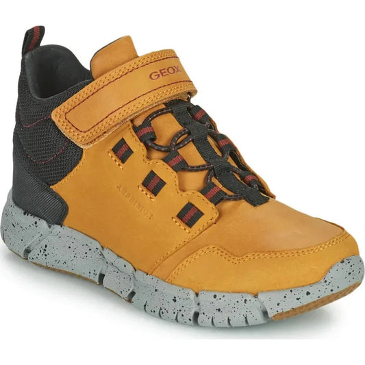 Geox Geox Παιδικά Sneakers High Flexyper ABX Ανατομικά με Σκρατς για Αγόρι Καφέ Μποτάκι Αγόρι / Boots Boys Geox-AW22-J949XA-032FU-C2G9B-Dk-Yellow-Black-Poline-_-_-402