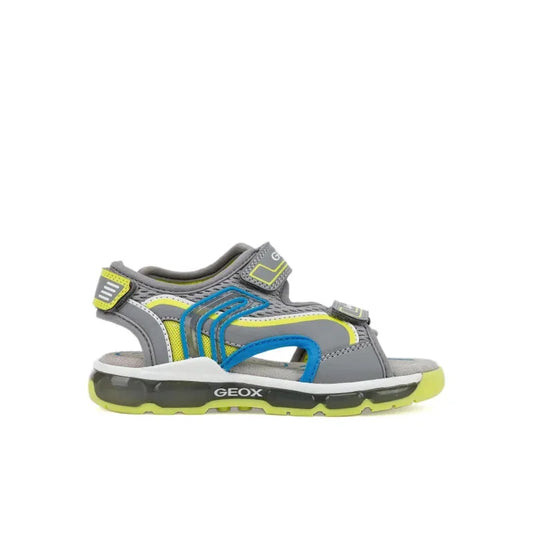 Geox Geox Παιδικά Πέδιλα Android Ανατομικά για Αγόρια Γκρι Πέδιλο Αγόρι Φωτάκια / Sandal Boy Lights Geox-J020QB-014BU-C0666-Grey-Poline-_-_-777
