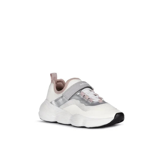 Geox Geox Παιδικά Sneakers Ανατομικά για Κορίτσι Λευκό Ασημί Sneaker Κορίτσι / Sneaker Girl Geox-J15CNA-01415-C0007-White-Silver-Poline-_-_-198