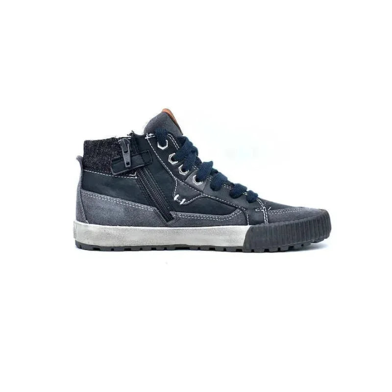 Geox Geox Παιδικά Δερμάτινα Μποτάκια με Κορδόνι και Φερμουάρ στο Πλάι για Αγόρι Μπλε Μποτάκι Αγόρι / Boots Boys Geox-J44L4C-05422-C0718-Navy-Poline-_-_-19