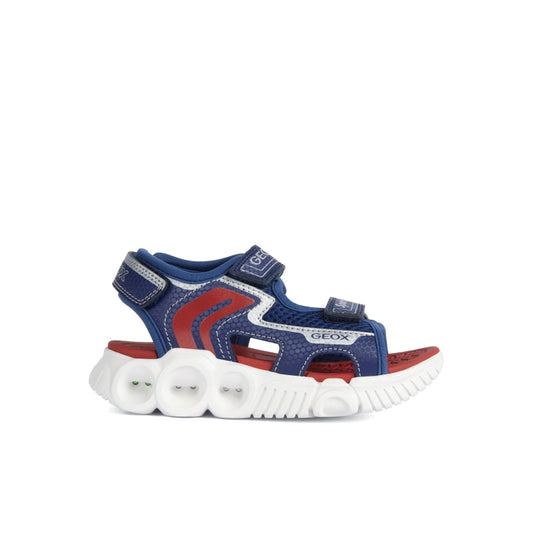 Geox Geox Παιδικά Πέδιλα με Σκρατς & Φωτάκια Μπλε Πέδιλο Αγόρι Φωτάκια / Sandal Boy Lights Geox-SS23-J25GGA-014CE-C0735-Navy-Red-Poline-_-_-144