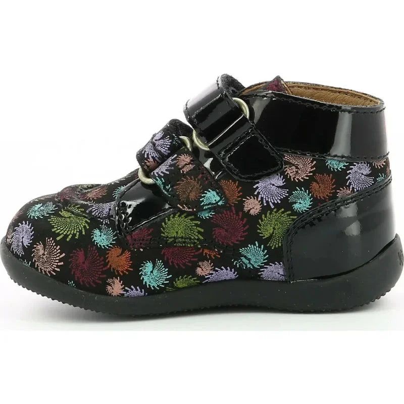 Kickers Kickers Bonkro Ανατομικά Δερμάτινα Παιδικά Μποτάκια με Σκρατς Πολύχρωμα Μποτάκι Κορίτσι / Boots Girl Kickers-738905-10-81-Black-Poline-_-_-651