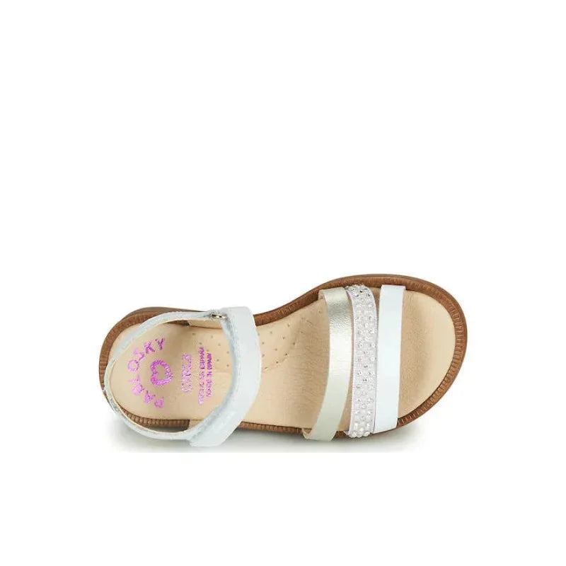 Pablosky Pablosky Παιδικά Δερμάτινα Ανατομικά Πέδιλα για Κορίτσια Λευκό Πέδιλο Κορίτσι / Sandals Girl Pablosky-480408-White-Poline-_-_-884