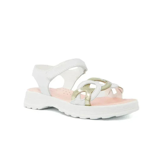 Pablosky Pablosky Παιδικά Δερμάτινα Ανατομικά Πέδιλα για Κορίτσια Λευκό Πέδιλο Κορίτσι / Sandals Girl Pablosky-SS22-411800-White-Poline-_-_-940