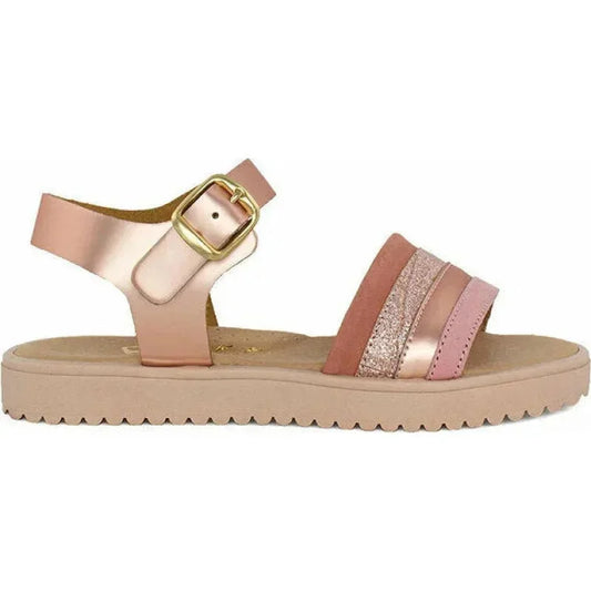 Ricco Ricco Παιδικά Ελληνικά Δερμάτινα Πέδιλα Χειροποίητα Ανατομικά για Κορίτσια Μεταλικό Πέδιλο Κορίτσι / Sandals Girl Ricco-handmade-3091-Metal-Poline-_-_-463