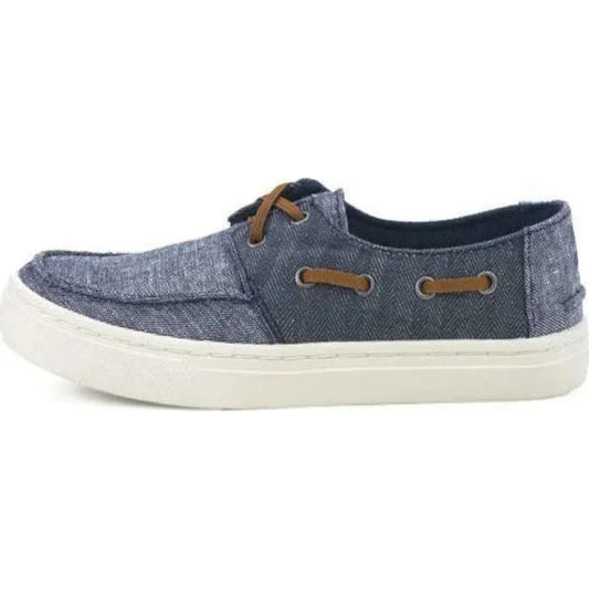 Toms Toms Ανατομικά Υφασμάτινα Παιδικά Μοκασίνια με Κορδόνια Μπλε Culver Μοκασίνι Αγόρι / Moccasins Boys Toms-10011527-Navy-Poline-_-_-875