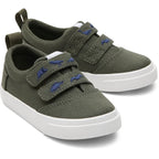 Toms Toms Παιδικό Ανατομικό Υφασμάτινο Sneaker για Αγόρια Χακί Sneaker Αγόρι / Sneaker Boys 10020535_Tiny_FenixDoubleStrap_DarkSageCanvas_EmbroideredDinos_F