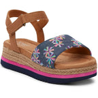 Toms Toms Youth Diana Floral Embroidered εφηβικό πέδιλο Ανατομικό για Κορίτσια Μπλε Πέδιλο Κορίτσι / Sandals Girl 10020537_Youth_Diana_NavyEmbroideredFloral_Canvas_45