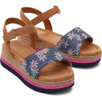 Toms Toms Youth Diana Floral Embroidered εφηβικό πέδιλο Ανατομικό για Κορίτσια Μπλε Πέδιλο Κορίτσι / Sandals Girl 10020537_Youth_Diana_NavyEmbroideredFloral_Canvas_F