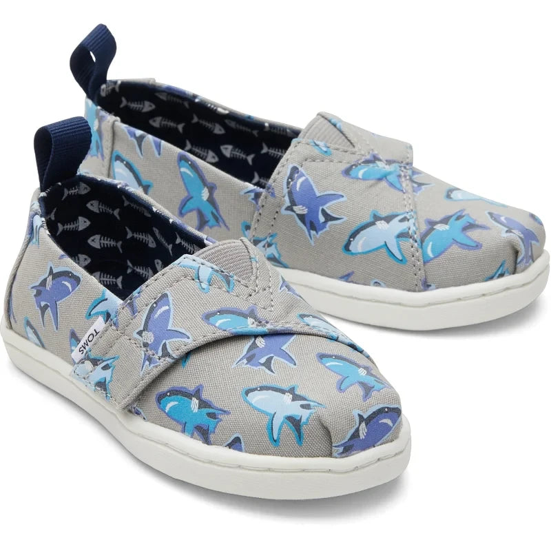Toms Toms Παιδικές Εσπαντρίγιες με Σκρατς Γκρι Εσπαντρίγιες Αγόρι / Espadrilles Boy 10020626_Tiny_Alpargata_DrizzleGreyGlowInTheDarkGreatWhiteShark_F