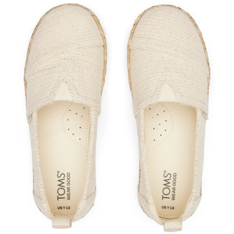 Toms Toms Εφηβικές Ανατομικές Εσπαντρίγιες για Κορίτσια Μπεζ Εσπαντρίγιες Κορίτσι / Espadrilles Girl 10020634_Youth_Alpargata_RopeNaturalUndyedMetallicLinenStripe_T