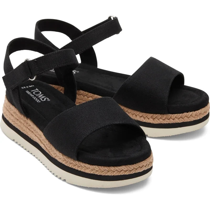 Toms Toms Youth Diana Κορίτσια Ανατομικό Πέδιλο Μαύρο Πέδιλο Κορίτσι / Sandals Girl 10020642_Youth_Diana_BlackCanvas_F