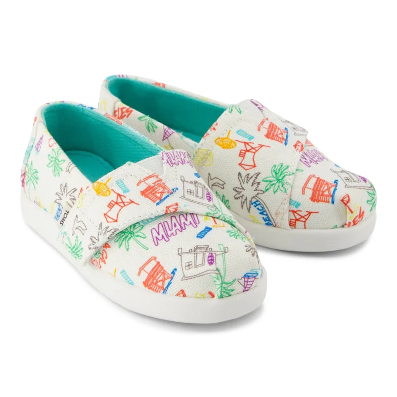 Toms Toms Παιδική Υφασμάτινη Εσπαντρίγια Λευκή Εσπαντρίγιες Αγόρι / Espadrilles Boy 10022107_T_AlpargataClassic_MarshmallowWhiteSketchbookPrint_F