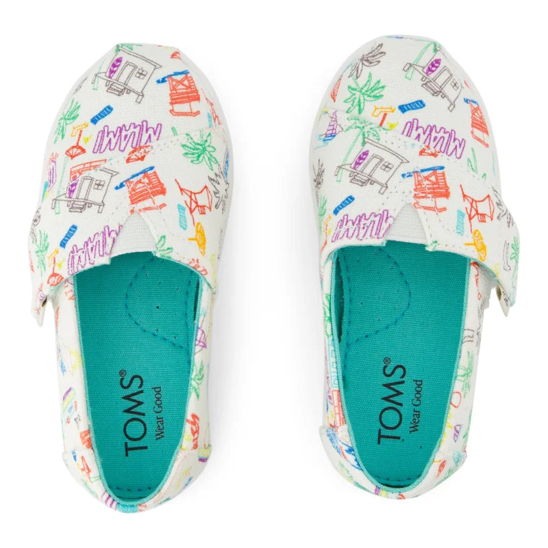 Toms Toms Παιδική Υφασμάτινη Εσπαντρίγια Λευκή Εσπαντρίγιες Αγόρι / Espadrilles Boy 10022107_T_AlpargataClassic_MarshmallowWhiteSketchbookPrint_T