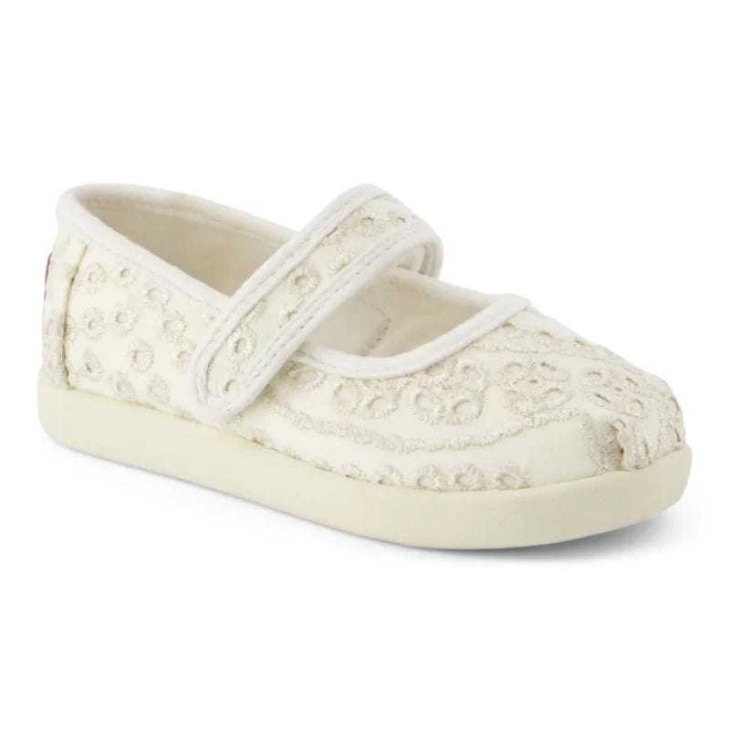 Toms Toms υφασμάτινη παιδική μπαρέτα μπέζ Μπαρέτα/ Ballerina / Flat Shoes Girl 10022113_T_Girl_NoraMaryJane_EgretBotanicalEyelet_45