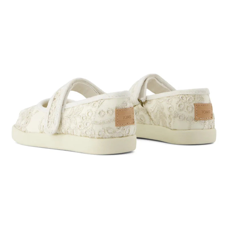 Toms Toms υφασμάτινη παιδική μπαρέτα μπέζ Μπαρέτα/ Ballerina / Flat Shoes Girl 10022113_T_Girl_NoraMaryJane_EgretBotanicalEyelet_B