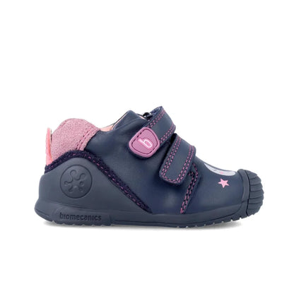 Biomecanics Bottines Anatomiques Enfant en Cuir à Rayures Bleu Marine