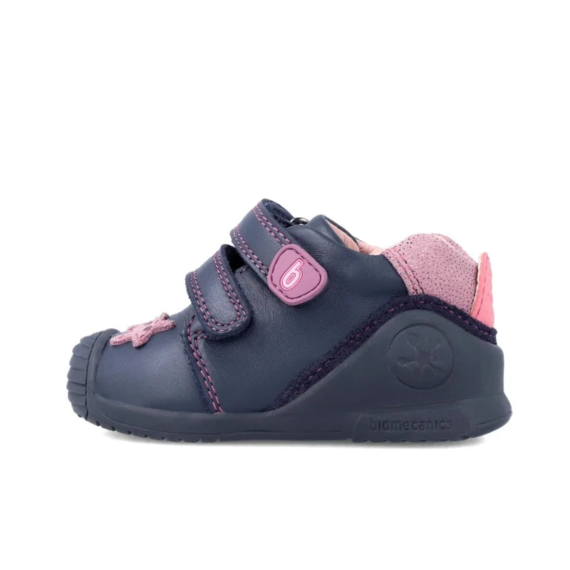 Biomecanics Bottines Anatomiques Enfant en Cuir à Rayures Bleu Marine