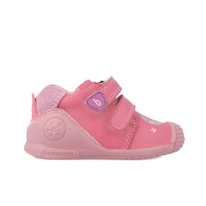 Bottines Enfant Biomecanics Cuir à Rayures Rose