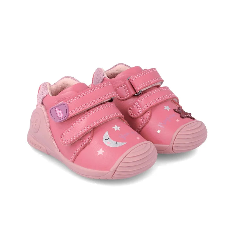 Biomecanics Leather Children's Boots with Scratches Pink