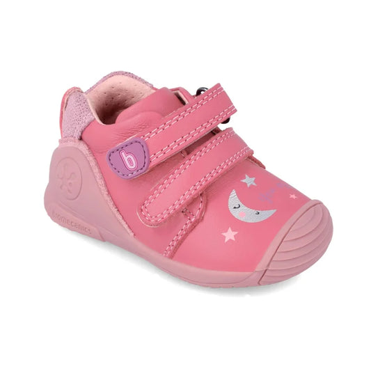 Bottines Enfant Biomecanics Cuir à Rayures Rose