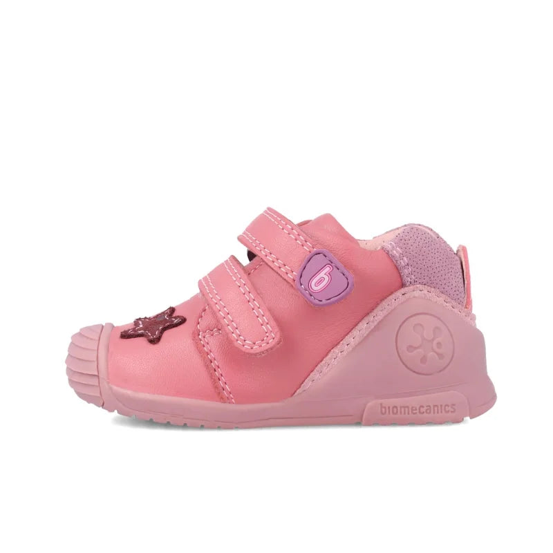 Bottines Enfant Biomecanics Cuir à Rayures Rose