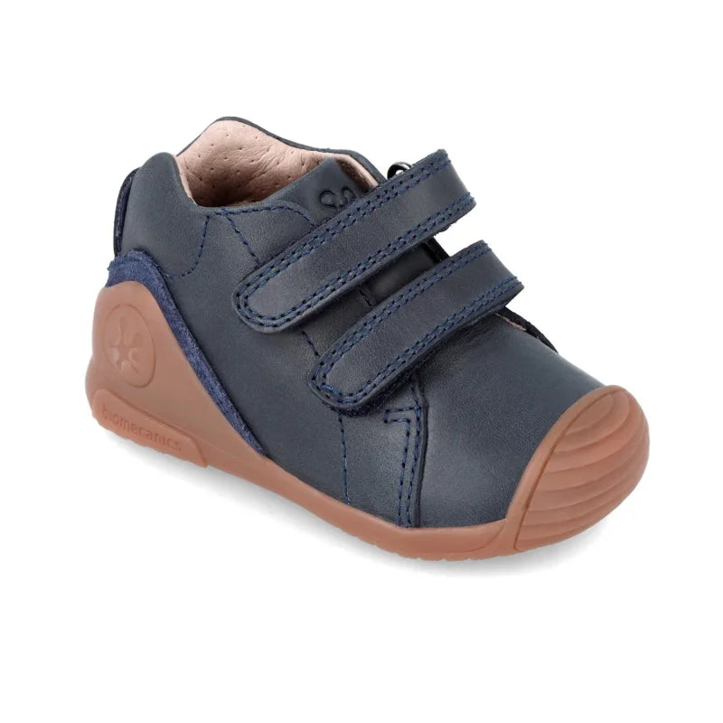 Bottines Enfant Biomecanics en Cuir à Rayures Bleu Marine