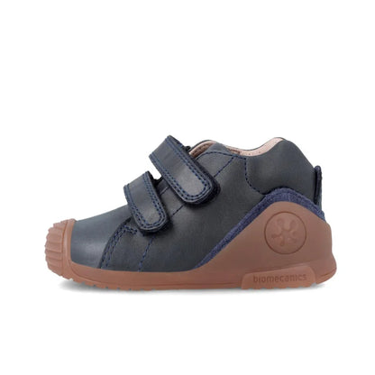 Bottines Enfant Biomecanics en Cuir à Rayures Bleu Marine