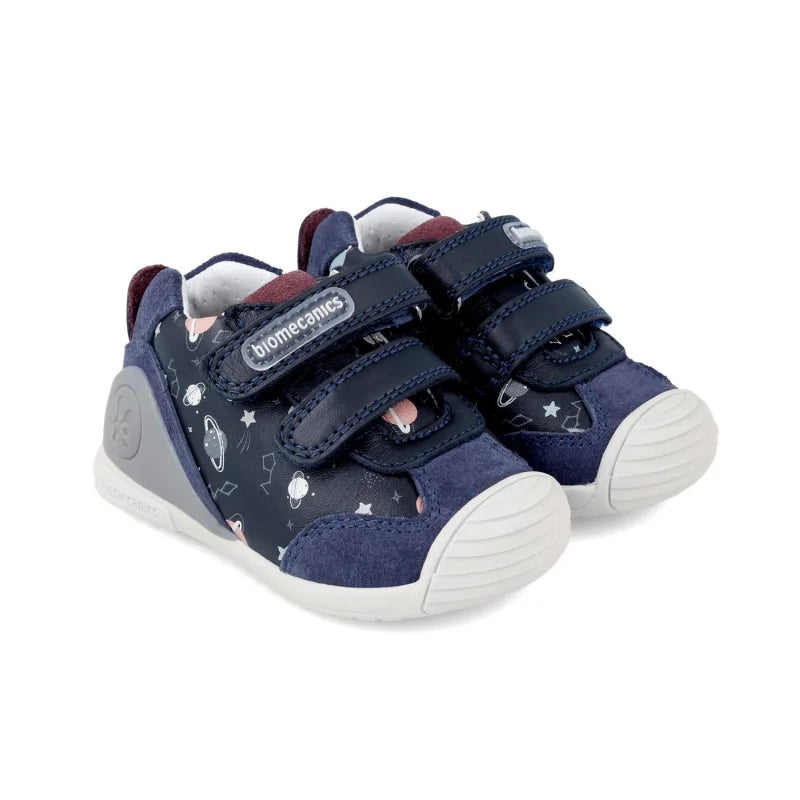 Biomecanics Bottines Anatomiques Enfant en Cuir à Rayures Bleu Marine