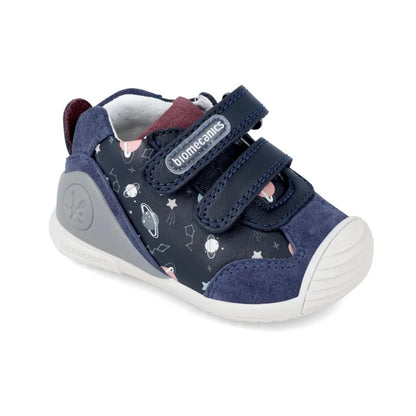 Biomecanics Bottines Anatomiques Enfant en Cuir à Rayures Bleu Marine