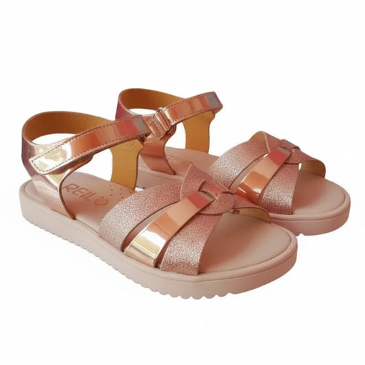 Ricco Ricco Παιδικά Ελληνικά Δερμάτινα Πέδιλα Χειροποίητα Ανατομικά για Κορίτσια Χαλκος Πέδιλο Κορίτσι / Sandals Girl 45-hd