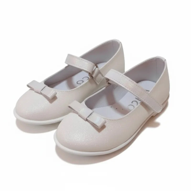 Ricco Ricco Mondo Παιδικές Μπαλαρίνες Ανατομικές με Σκρατς Δερμάτινες Λευκό Μπαρέτα/ Ballerina / Flat Shoes Girl 45_4dfac763-d935-4215-943d-0a5707959c72