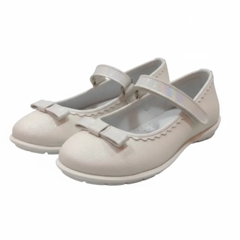 Ricco Ricco Παιδικές Ελληνικές Δερμάτινες Μπαλαρίνες Χειροποίητες Ανατομικές για Κορίτσια Λευκό Γκλίτερ Μπαρέτα/ Ballerina / Flat Shoes Girl 45_62562e85-c5c2-4bf3-b9fd-ed922e3f6b34