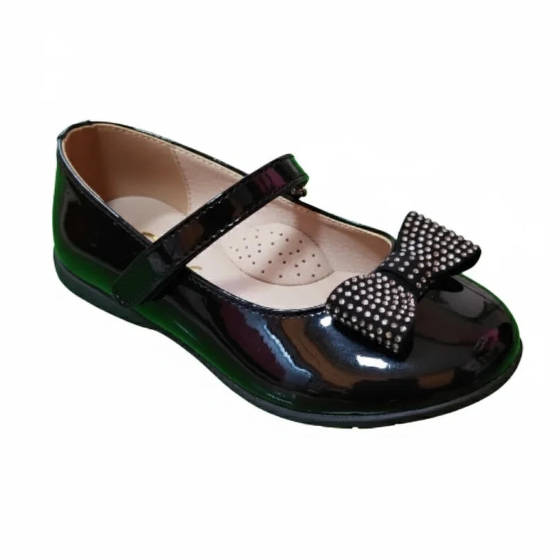 Ricco Ricco Mondo Παιδικές Μπαλαρίνες Ανατομικές με Σκρατς Μαύρο Λουστρινί Μπαρέτα/ Ballerina / Flat Shoes Girl 45_6a71df34-18fc-48a9-8347-22ca4d086b9a