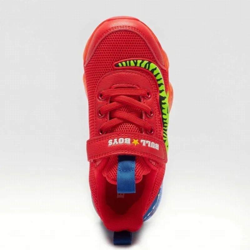 Bull Boys Bull Boys Παιδικά Ανατομικά Sneakers με Δεινόσαυρους και Φωτάκια Κόκκινα Παπούτσι Αγόρι Φωτάκια / Shoes with Lights Boy BB2130-AD01-3824-768x768
